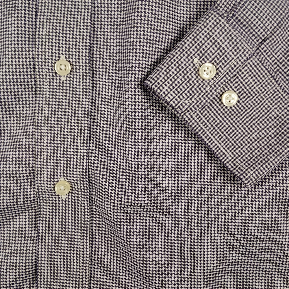 Jos A Bank L Travelers Collection Tailored Fit Purple Houndstooth Mens Shirt - Picture 4 of 9